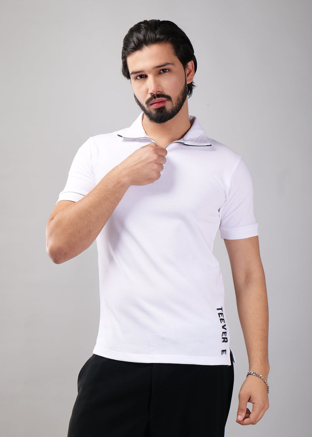 Men's Zipper Flex Polo T-shirt