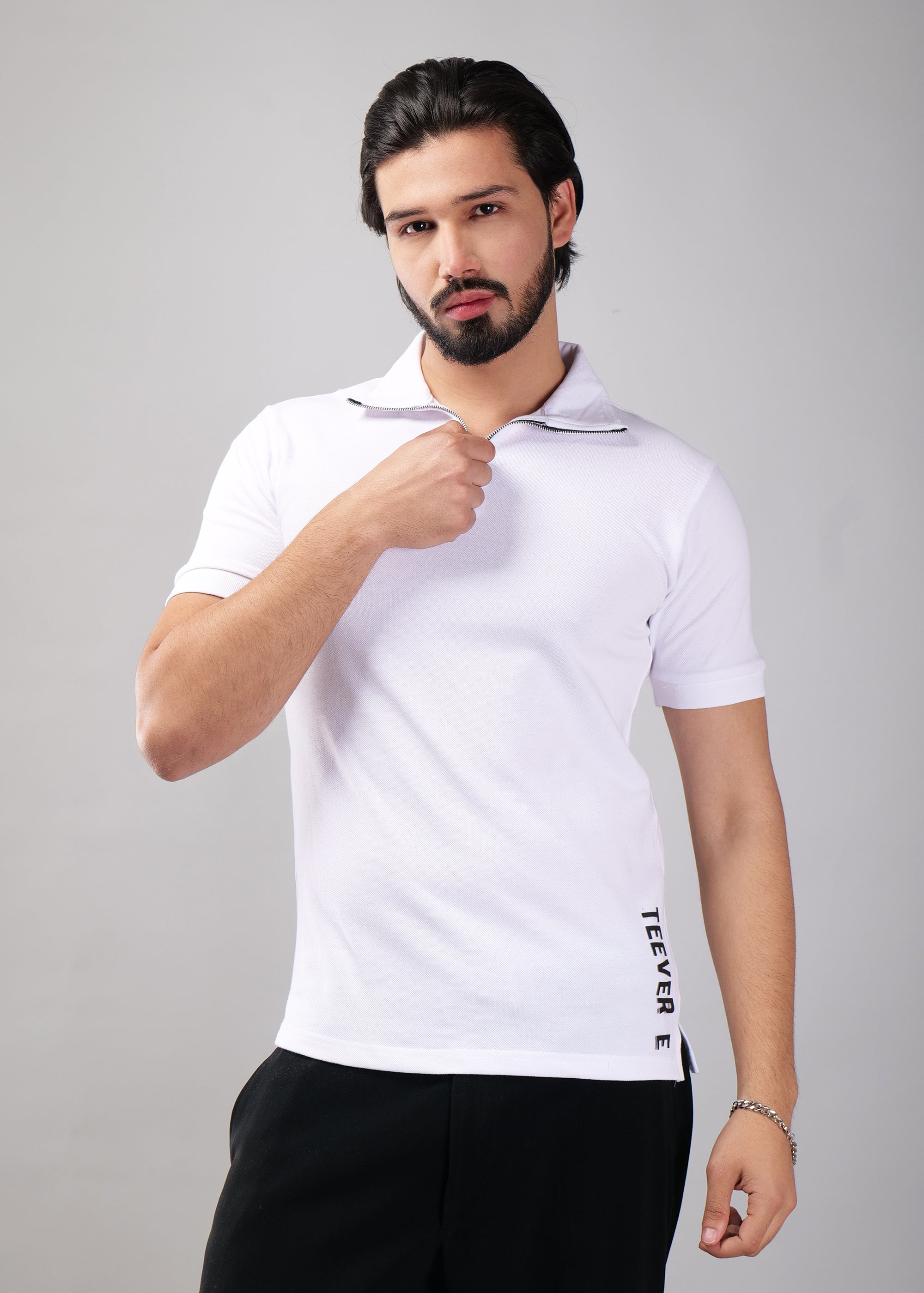 Men's Zipper Flex Polo T-shirt