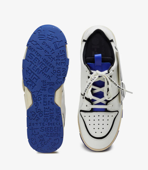 704 WHITE BLUE APPLIQUE LOW-TOP SNEAKER